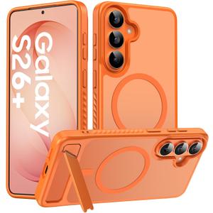 for Samsung Galaxy S26 Plus Case, [Compatible with MagSafe] [3 Stand Ways], Military Grade Drop Protection Invisible Stand Slim Case for Galaxy S26 Plus 5G, Orange