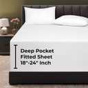 Royale Linens Extra Deep Pocket Queen Fitted Sheet Only - Queen Size Deep Pocket White Fitted Sheet - Fits 18 inch to 24 inch Thick Mattress - Soft & Breathable Elastic Sheets (60x80 Inches, White)