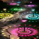 Ensenior Solar Pathway Lights IP65 Waterproof, RGB Color Changing & 6500K Cool White, 8-16Hr Runtime, Flower Pattern Garden Lights for Walkway Porch Yard - 10 Pack