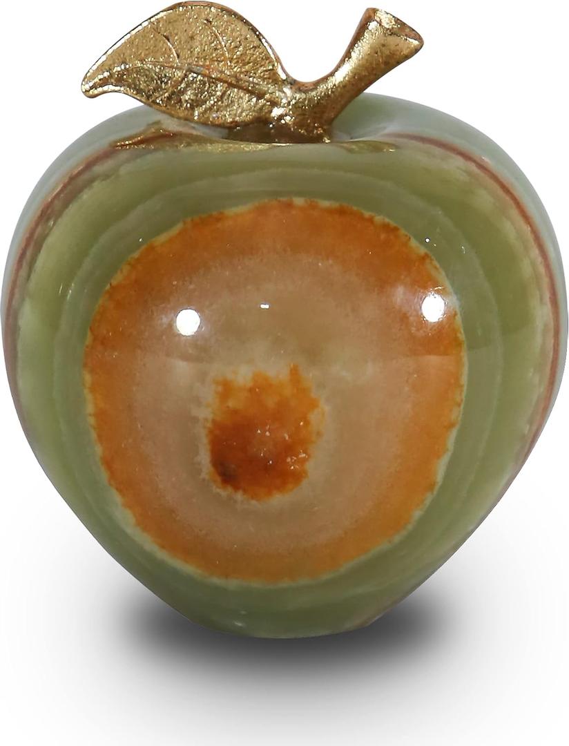 Crystal Apple Paperweight Multi Green Onyx Desk Ornament, Unique Apple Gift for Teachers, Decorative Apple for Office & Home
