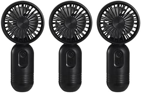 Portable Mini 3-pack Handheld Personal Small Fan with 3-speed for Travel, USB Rechargeable Battery Operated Eyelash Fan, Black