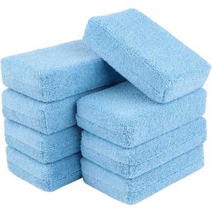 AIDEA Microfiber Applicator Pad-8Pack, Car Wash Sponge, Premium Microfiber Sponge and Cleaning Pads, Perfect for Effortless Wax, Sealant, and Conditioner Application, Car Detailing Supplies, Blue, 3 Pcs