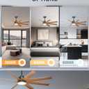 Ohniyou 60'' Ceiling Fan with Light - 8 Blades Modern Farmhouse Ceiling Fan Remote/APP Control, Dimmable, Covered Outdoor Fan for Patio, Living Room, Black+Wood Color