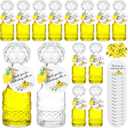 Chuangdi 16 Sets Mini Limoncello Glass Bottles Limoncello Bottles with Labels 1.7 oz Lemon Pendants Lemon Party Favors for Christmas Homemade Brewing Wedding Baby Shower Gifts(Delicate)