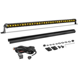 40 Inch Amber LED Light Bar Kit, AKD Part 210W OSRAM LED Slim Single Row Light Bar w/Wiring Harness Black Cover Driving Light Roof Lights for Truck UTV SUV Toyota Can-Am Honda Bronco Subaru