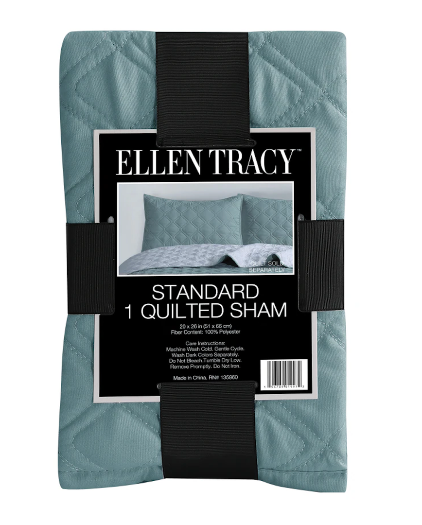 Ellen Tracy Quilted Single Sham 100% Polyester King  20x26in 