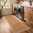 GarveeHome 2x6 Scalloped Washable Runner Rug for Kitchen, Soft Brown Hallway Runner Non Slip Entryway Rug Farmhouse Thin Laundry Mat Stain Resistant Carpet for Bedroom Bathroom Beside Rug