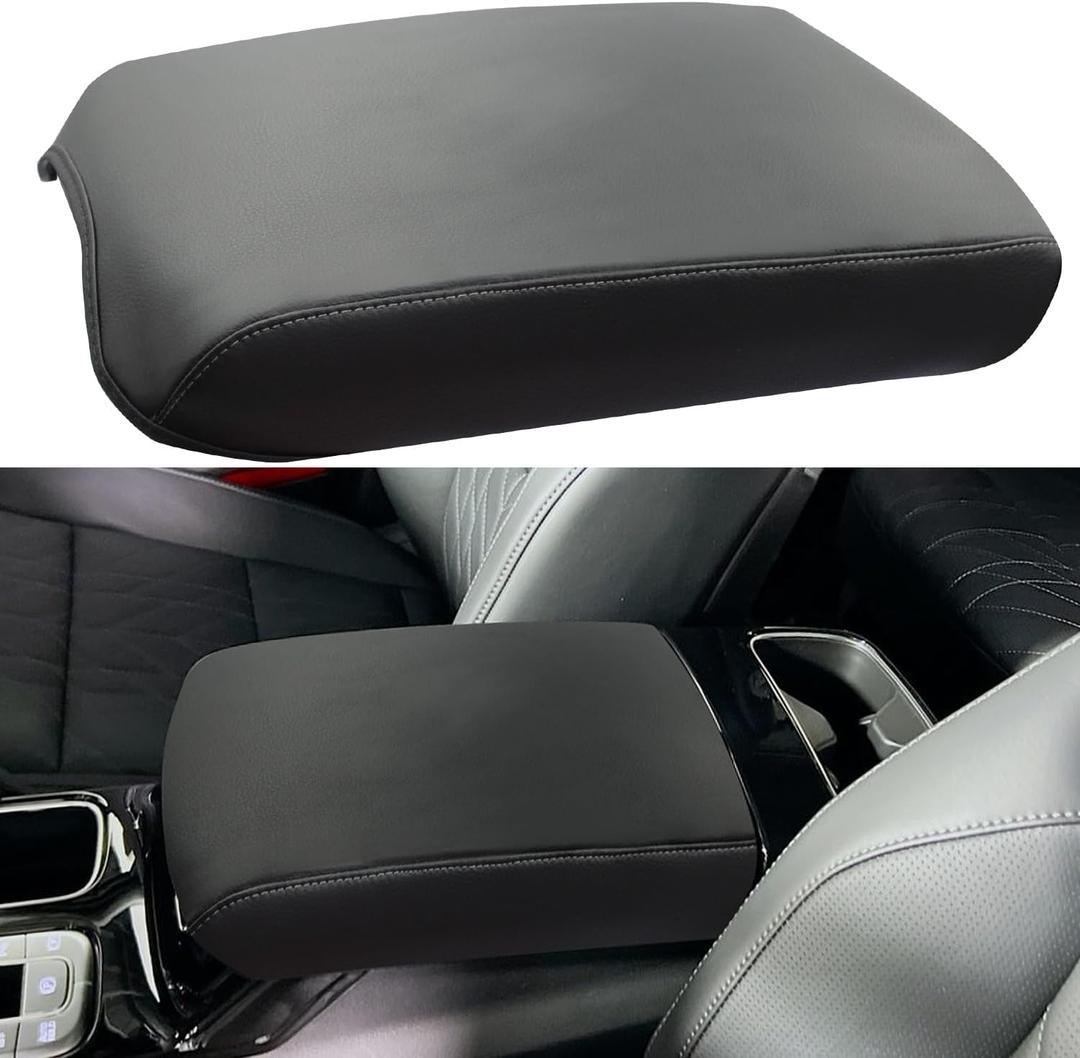 Center Console Armrest Cover for Kia Telluride Accessories 2020-2025 2026 Armrest Lid Protector Arm Rest Box Leather Pad Interior Middle Console Cushion Seat Box Case Trim (Gray Stitches)