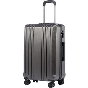 Coolife Luggage Suitcase PC+ABS with TSA Lock Spinner Carry on Hardshell Lightweight 20in 24in 28in (grey, S(20in))