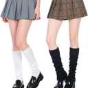 2 Pcs Women Leg Warmers Fuzzy Leg Warmers Kawaii Thick Boot Socks Y2k Accssories for Women Winter Black and White