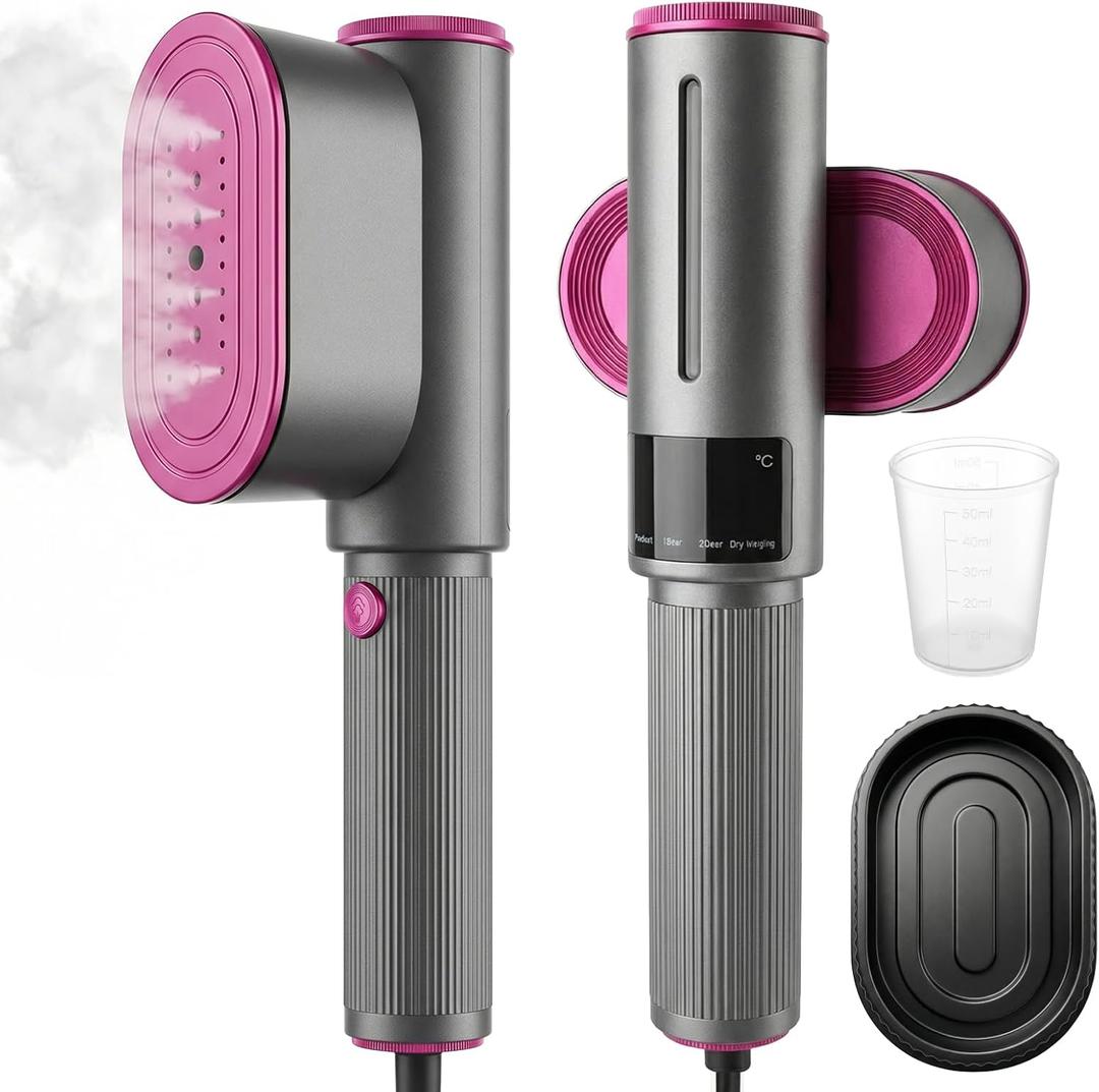 Travel Steamer for Clothes,1200W Portable Steamer ＆ Iron 2 In 1,Large Ceramic Heat Panel with 90°Rotatable Head,100ml Water Tank,110-120V Mini Ironing Machine for Home, Travel and Business.