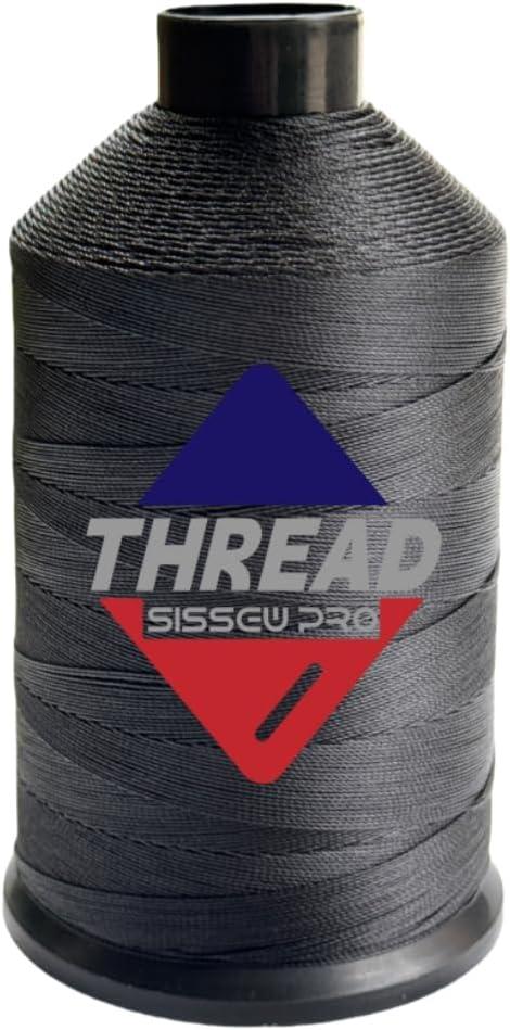 Sissewpro 8oz Bonded Nylon Thread 138 Upholstery Thread Heavy Duty for Sewing Machine Strong Black Threads for Leather Crafts Furniture Cusion,Boats Car Cover Seats,Canvas,Tex135,1500yds (Black)