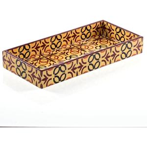 Wooden Decorated Tray Handmade Handcrafted Rectangular Decorative Tray Platters for Table Decor Kitchen Home and Gifting (Brown) (Brown 12x5.5)