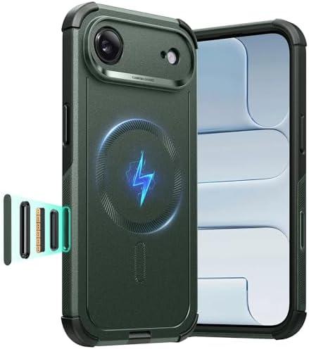 ESR for iPhone Air Case, 7X Military-Grade Drop Protection, Shock-Absorbing Rugged iPhone 17 Air Cover with Camera Control Button, MagSafe Accessories Compatible, Cyber Series, Olive Green