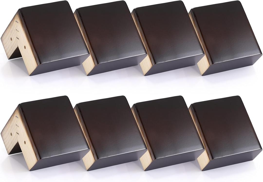 Geelin 8 Pack Solid Wood Legs for Furniture 4 Inch Height L Shaped Bed Risers Heavy Duty Sofa Feet Table Legs Furniture Bed Lifters for Dresser Cabinet Chair Couch Cupboard, Easy Adjustment
