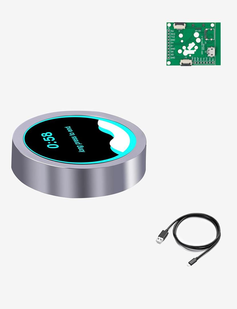 ESP32-S3 2.1 Inch 480480 Round IPS TFT Knob Touch Display Rotary Encoder for LVGL WiFi BLe Uart Smart Module (Silver)