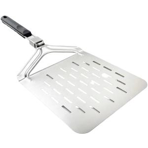 Perforated 10" Metal Pizza Peel Turner with Folding Handle for Outdoor Pizza Oven Accessories and Indoor Baking Use