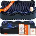 Enlarged 19.7" Gel Seat Cushion, Egg Gel Chair Pads for Wheelchair Pressure Coccyx Sciatica Pain Relief, Cooling Desk Seat Cushion for Kayak, Car, Office Chair Long Sitting[Black], 19.7*16.1*3.5in