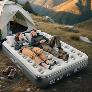 InnoTruth Queen Camping Air Mattress with Built-in Pump, 13" Raised Comfort, Ideal for Travel, Camping, Outdoor, Back to School Supplies, Durable Inflatable Bed for Home & Guests, Grey