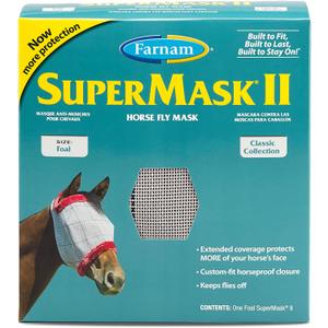 Farnam SuperMask II Fly Mask Without Ears for Foals, Full Face Coverage and Eye Protection from Insect Pests, Structured Classic Styling Mesh with Plush Trim, Foal Size