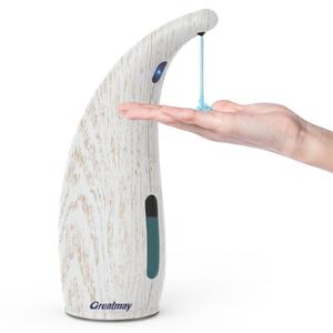 Greatmay Adjustable Automatic Soap Dispenser Touchless, 4 Adjustable Levels Touchless Sensor Liquid Soap Pump Dispenser，300ml Rechargeable Magnetic Charging Hand Soap Dispenser for Kitchen，Bathroom