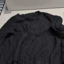 Verdusa Women's Lightweight Asymmetrical Wrap Fall Sweater Tops Old Money Puff Sleeve Cropped Sweaters Coat (Black, XS)