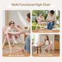 High Chair for Babies and Toddlers, Convertible Baby High Chair with Easy Clean Removable Tray, Multi-Use Foldable Highchair with Adjustable Legs (Pink)