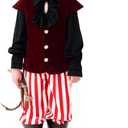 GRAJTCIN Boys Medieval Renaissance Vest Costume Pirate Costume Kids Halloween Gothic Viking Steampunk Waistcoat (4-6Y, Red)