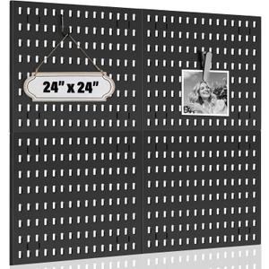 AKTOP Peg Board Wall Organizer 4-Pack  12"x12" Black Pegboard Panels for Walls, Plastic Desk Wall Mount Tool Organization for Home, Office, Garage Tool Storage & Craft Room