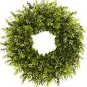 28'' Large Boxwood Wreath for Front Door Porch Window Artificial Boxwood Leaves with White Seed Greenery Outdoor Indoor Wreath for Home Farmhouse Wall Decor Spring Summer Fall All Seasons (Green)