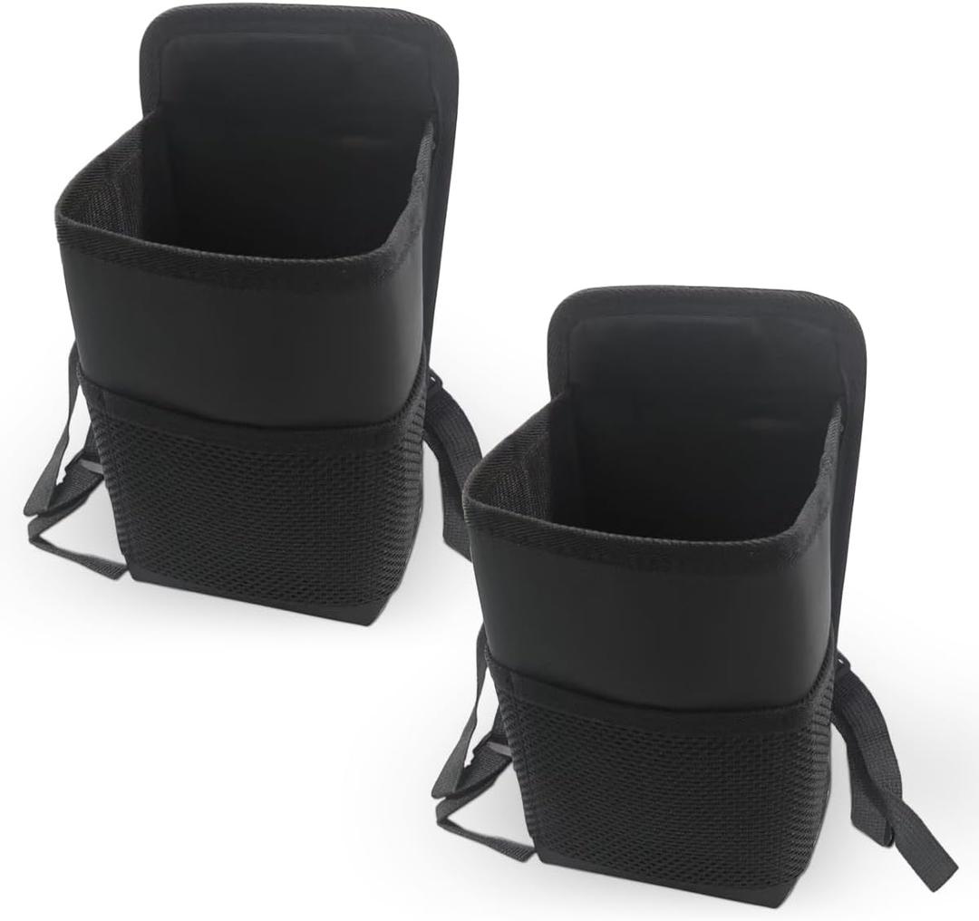 2-in-1 Large Cup Holder, 80 oz Waterproof Car Seat Cup Holder with Mesh Pocket, Car Water Bottle Holder Bag, Vehicle Seat Side Storage Hanging Bag for Bottles & Big Drinks (2PCS)