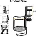 CABTE 2 in 1 Desk Cup Holder with Headphone Hanger Holder, Anti-Spill Clip-On Table Cup Hook with 360 Rotation for Lawn Chair, Office Home Gaming Table (1 Pack)