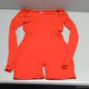 HYZ Women's Casual Long Sleeve Fitted High Waist Workout Daily One Piece Short Jumpsuit (Red) S