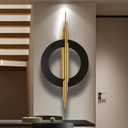 JFUJFU Large Black And Gold Metal Art 3d Wall Decor with Geometric Round & Line for Living Room & Bedroom