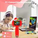 BLACKROOT Microscope for Kids, 2.4" Handheld Digital Pocket Microscope, STEM Educational Science Toys for Christmas Birthday Gifts for 3+ 4 5 6 7 8 9 10 11 12 Year Old Boys Girls, Red