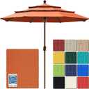 EliteShade USA 10-Year-Non-Fading 11ft 3-Tier Market Patio Umbrella, Commercial Grade Outdoor Table Umbrella with Crank Open, Windproof & UPF 50+ UV Protection, Heavy Duty Ventilation for Garden, Deck, Pool, Backyard, Beach & Bistro, No Tilt, Rust