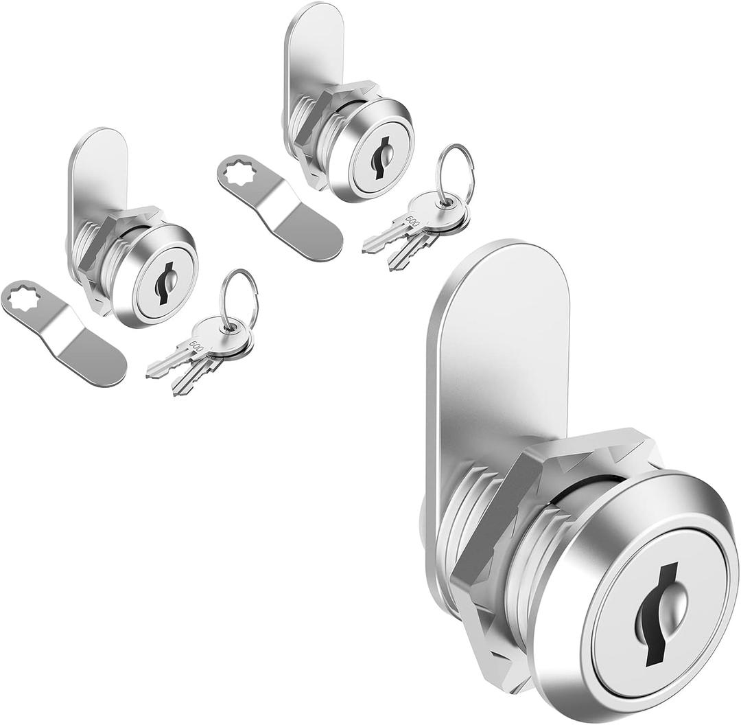 2 Pack Cabinet Locks with Keys, 5/8" Cam Lock Keyed Alike, Mailbox Lock Replacement Secure File Drawer Tool Box RV Door, Zinc Alloy