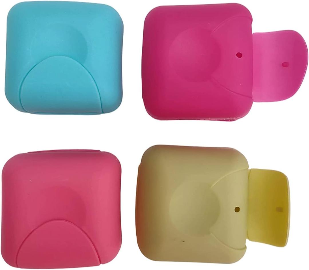 4 Pcs Portable Travel Soap Container Case Box Holder, Plastic Soap Case Organizer for Home, Bathroom, Hiking, Camping and Other Outdoor Activities (Blue Green Pink, Rose Red)