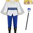 GZ-LAOPAITOU Boys Prince Charming Costume - Royal Outfit for Kids Birthday, Halloween Cosplay Dress Up without a stick Size 5-6Y