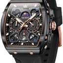 OLEVS Watch Men Luxury Casual Square Skeleton Chronograph Watches