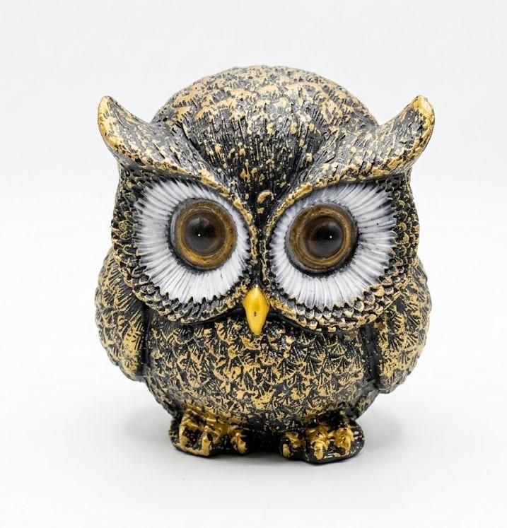 Vintage Style Gold and Black Decorative Owl Figurine for Home Decor