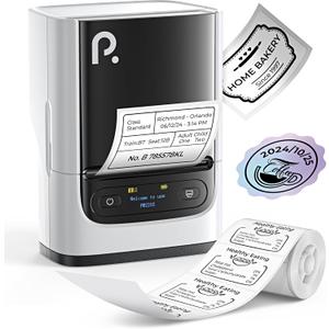 POLONO PM220S Label Maker Machine with Tape, 2 Inch Bluetooth Thermal Label Printer, Portable Sticker Printer for School, Office, Home, Business, Label Maker with 2'' x1.18'' Labels, White