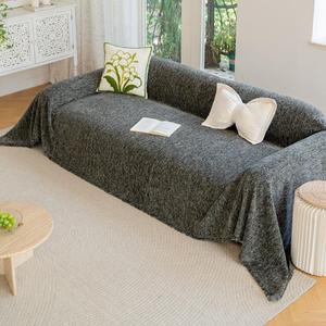 ROOMLIFE Gray Couch Cover Boho Sofa Covers for 3 Cushion Couch Washable, Furniture Protector Sofa Couch Cover for Dogs, Soft Chenille Sofa Slipcover, Couch Throw Blankets with Tassels 71 '' X 118''