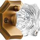 1 Pack Glass Knobs Antique Brass Door Knob Interior Privacy Door Knob for Bedroom and Bathroom Crystal Door Knob