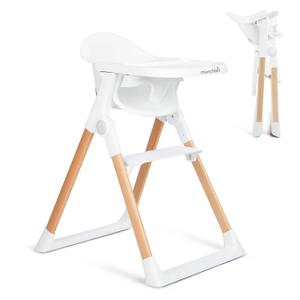 Munchkin Float Baby High Chair for Babies and Toddlers, Foldable for Easy Storage, White with Wooden Legs