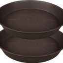 2 Pack of 20 22 inch Plant Saucer, 3.6" Depth Tray, Large Deep Heavy Duty Saucers for Pots, Garden Plastic Flower Plant Trays for Indoors Outdoor, Tray for Planter 19-23" (Brown)