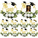 Yunsailing 8 Set 2026 Graduation Centerpiece Class of 2026 Table Photo Display Stand Decor with 8 Hoop Centerpiece 16 Toppers 48 Artificial Flowers and Leaves for Grad DIY Craft Party(White and Blue)