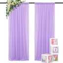 2 Panels 29x96-Inch Wedding Backdrops Drapes Lavender Sheer Curtain Panels Tulle Drape Chiffon Fabric Photography Background for Party (29''x96''x2pcs, Lavender)