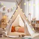 Kids Teepee Tent - Teepee Tent for Kids, Teepe for Toddlers 1-3 | TP Tent Indoor 100% Cotton Canvas Tipi Tents - Child TP for Play and Imagination (Beige)