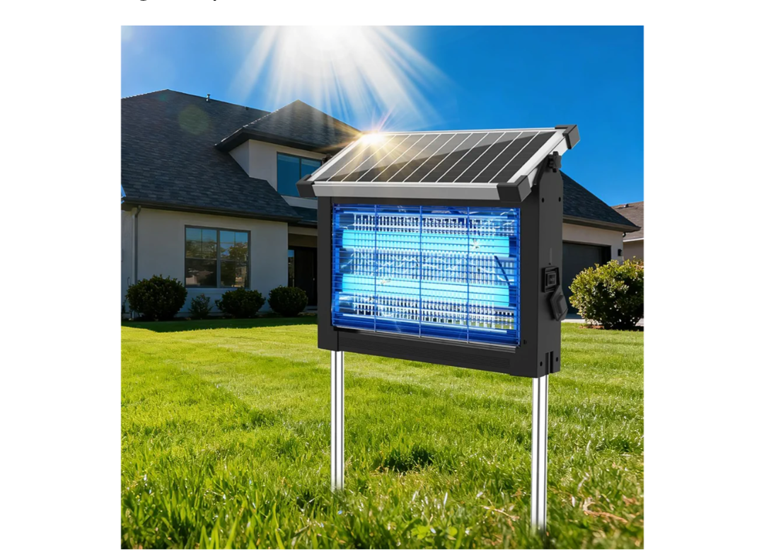 Solar Bug Zapper Outdoor, Mosquito Zapper Waterproof Electric Fly Zapper Rechargeable Mosquito Killer Lamp with 10W Solar Panel, 4500V Cordless Fly Trap for Backyard, Patio, Garden, RV, Camping